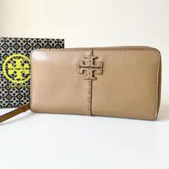 【極美品】TORY BURCH 長財布 マックグロー ステッチ Tロゴ ベージュ