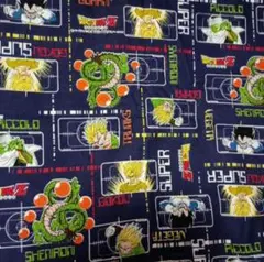 ドラゴンボールZキャラクター生地 はぎれ　紺色　シェンロン