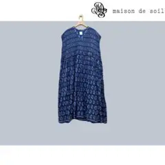 【maison de soil】 フラワーブロックプリントミニピンタックドレス