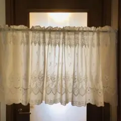 刺繍レースコットン生地カフェカーテン