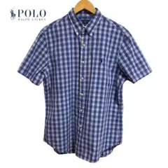 Polo Ralph Lauren 半袖シャツ 青と白のチェック　夏コーデ　現行