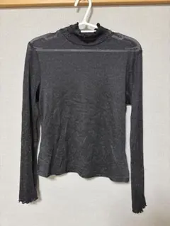 GU ラメ入りシアー長袖トップス M 黒