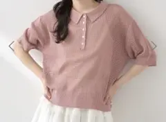 earth music&ecology メッシュポロニットプルオーバー ピンク