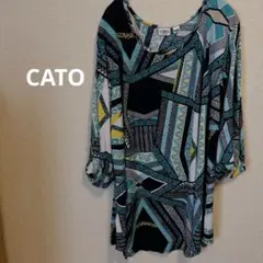 CATO 幾何学模様 五分袖チュニック 25/28W
