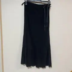 INGEBORG 黒フレアスカート サイドリボン チャック