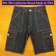 濃紺 90s USA製 カリフォルニアブランド デニムショーツ 実寸W31位