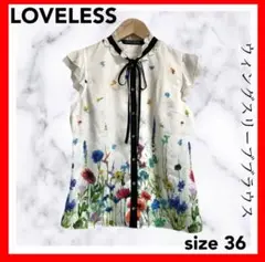LOVELESS ラブレス✨花柄プリント ウィングスリーブブラウス　36