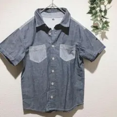 【西松屋】ダークグレー　半袖シャツ 140 ボーイズ　コットン混紡