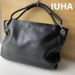 [IUHA] 牛革 本革 2way ハンドバッグ ワンショルダーバッグ 黒