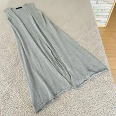 美品♠︎トゥデイフル♠︎ロングベストジレ【S】グレー定番コーデスリット　コットン混