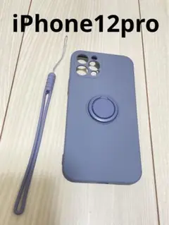 iPhone12pro ケース リングスタンド付き ストラップ付き