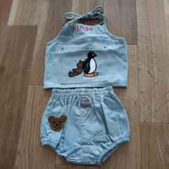 80サイズ　ピングーデニム素材　セットアップ