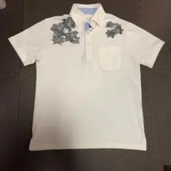 かりゆしポロシャツ　花、イルカ、亀、マンタ