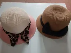 リボン付き麦わら帽子2点セット　子供用