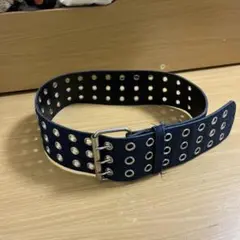 ハトメ　ベルト　幅広　デニム