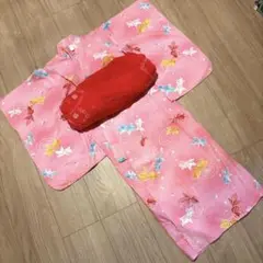 ピンク　金魚柄　浴衣　帯付き　110