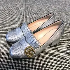 【美品】GUCCI シルバー パンプス