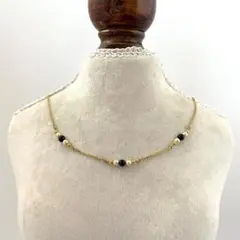 パールデザインネックレス ゴールド ビーズ シンプル 華奢 オシャレ カワイイ