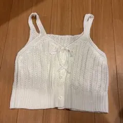 ホワイトリブ編みビスチェ