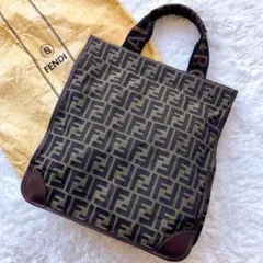 美品✨FENDI ズッカ柄 ミニトートバッグ カーキブラウン ヴィンテージ