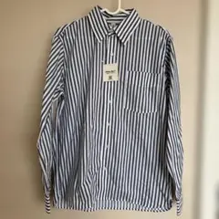 新品　Pitta Re! ネイビー&ホワイト　ストライプ　長袖シャツ