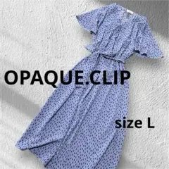 OPAQUE.CLIP 三角形模様 半袖ロングワンピース　水色　ブルー　L　40