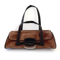 TOD'S トッズ スエード ワンショル ショルダーバッグ ハンドバッグ 茶