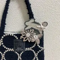 手作りブローチ＊ミナペルホネン タンバリン×うさぎさんのブローチ