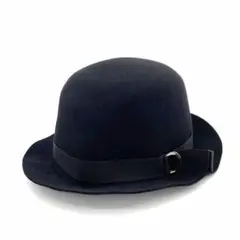 【美品】エルメス ハット ベルトリボンデザイン 60 黒 ソルド品 Q42