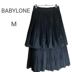 BABYLONE プリーツ ティアード スカート 黒 36 春秋 ウエストゴム