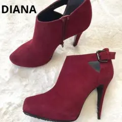 【美品】 DIANA ダイアナ ショートブーツ 24.5cm スエード 赤