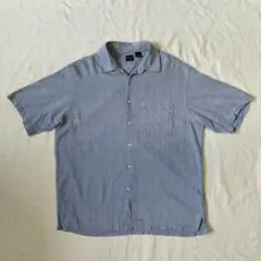 90s arrow レーヨン 半袖シャツ チェック ブルー 水色 オープンカラー