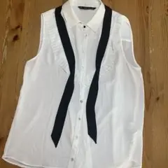 ZARA BASIC ノースリーブシャツ L ホワイト 黒タンクはサービスします