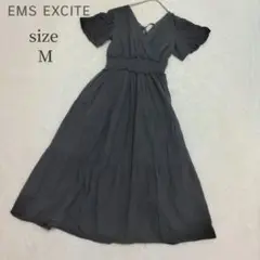 エムズエキサイト 半袖ロングワンピース Mサイズ 黒 ブラック 【美品✨️】