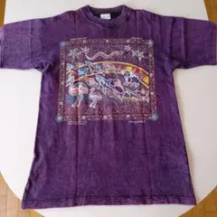 美品！オーストラリア先住民アート Tシャツ 紫 M-Lサイズ