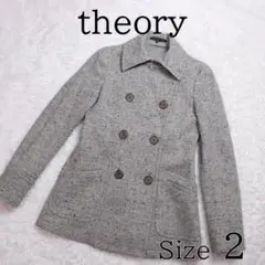 theory ツイード コート ミドル丈 グレー ダブルボタン size 2