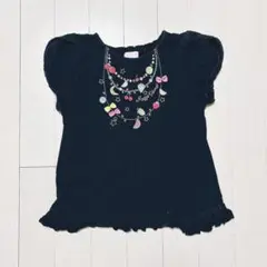 メゾピアノ　mezzopiano 半袖　Tシャツ　トップス　黒　ブラック　130