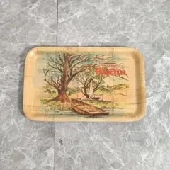 ヴィンテージ風 木製トレイ 風景画 ボート レトロ インテリア