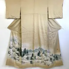 【着】13935s 着物 色留袖 一つ紋 作家物 落款入り 刺繍 風景文様