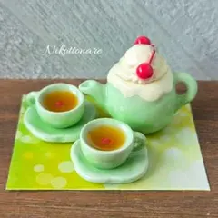 ミニチュア 『クリームソーダのティーセット』 ミニチュアティーセット