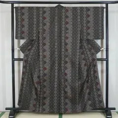 大胆な菊花尽くし　泥大島紬　カジュアル　160cm　l504