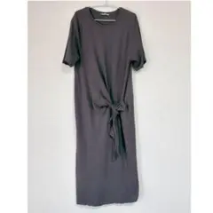 【ZARA】TRAFALUC◆リボン付きTシャツワンピース◆チャコールグレー◆M