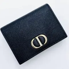 極美品✨DIOR 30 MONTAIGNE 三つ折り財布 CD金具 シボ革 黒