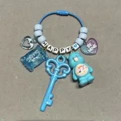 SALE じゃらじゃらキーホルダー　チャーム　キーホルダー　ブルー　くま