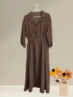 【美品】ロングワンピース　チェック　レディース　秋服