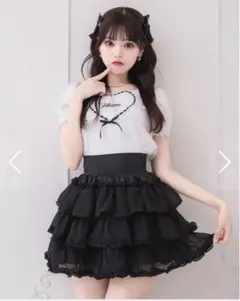 pium シフォンフリルティアードスカート