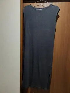 FREAK'S STORE リブノースリーブロングワンピース グレー