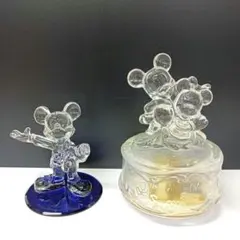 1.クリスタルガラス細工 ミッキーマウス　クリスタルオルゴール ミッキー＆ミニー