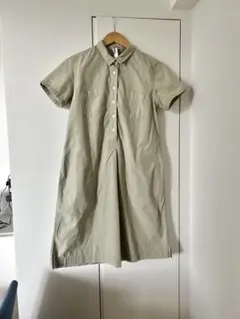 MHL. マーガレットハウエル 半袖シャツワンピース カーキ オリーブ
