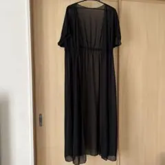 黒 透け感 半袖 ジレ